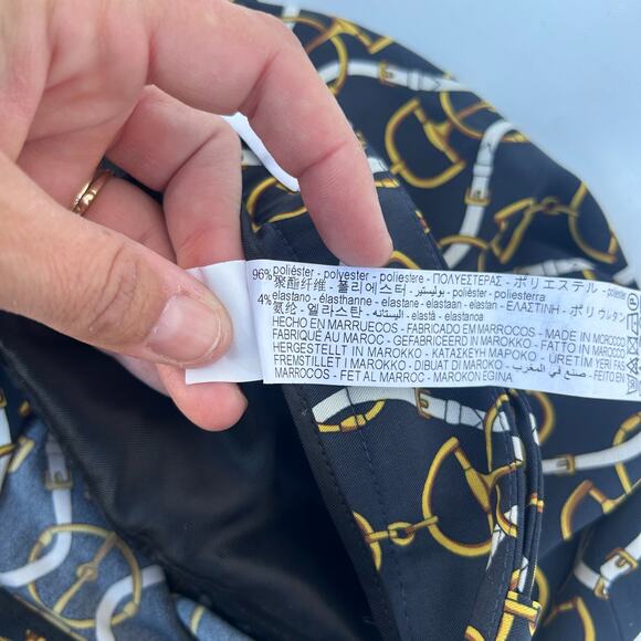 Zara Wide Leg Flare Belt Horsebit Chain Pattern Pants Festive Small High Rise - Picture 12 of 12